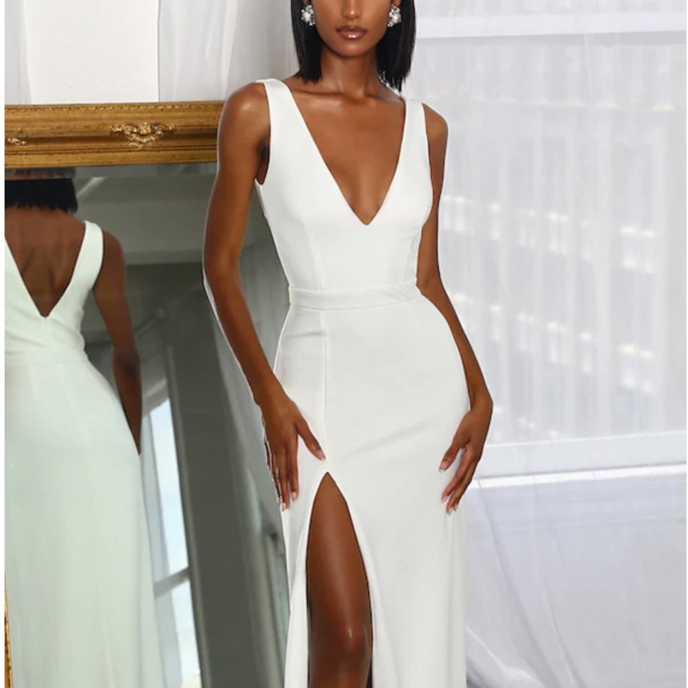 Moda Glam Boutique: Celine Crepe Deep V-Neck Gown